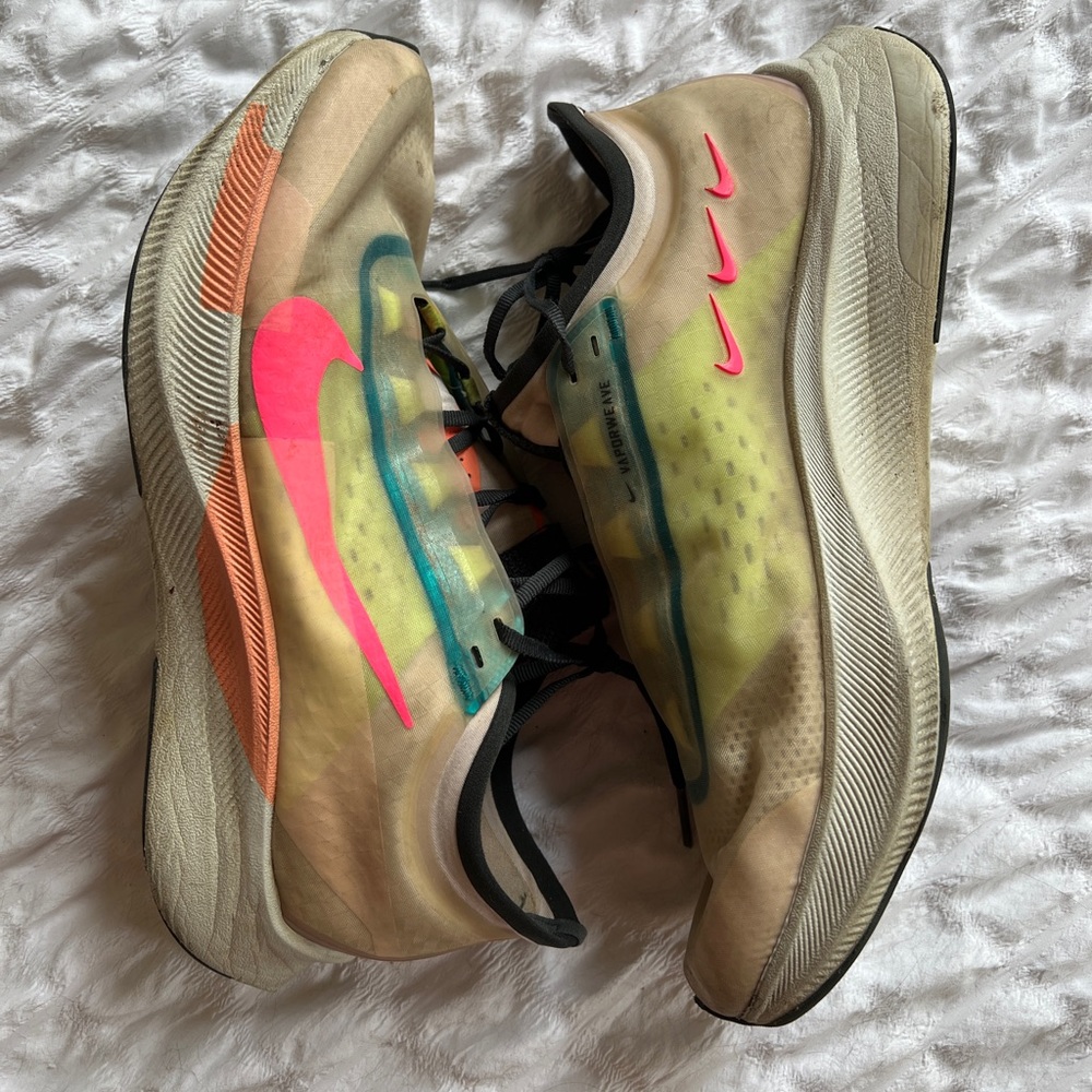 Nike Women's Sneakers - Beige, Neon Pink, Blue